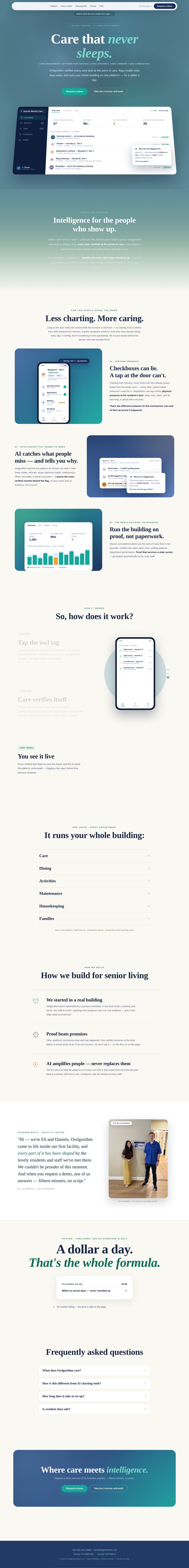 The full Owlgorithm homepage, top to bottom